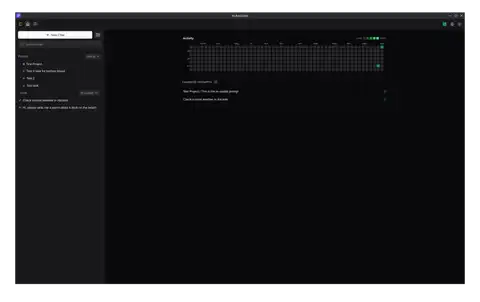 Home view of AI Assistant with recent chats and projects