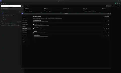 Settings for web search providers